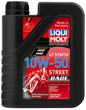 Синтетическое моторное масло для 4-тактных мотоциклов Motorbike 4T Synth Street Race 10W-50 1 л. артикул 1502 LIQUI MOLY