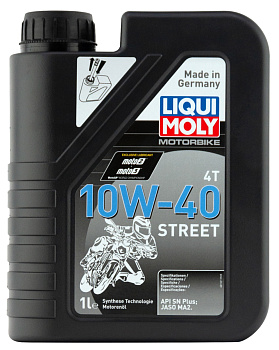 НС-синтетическое моторное масло для 4-тактных мотоциклов Motorbike 4T Street 10W-40 1 л. артикул 1521 LIQUI MOLY