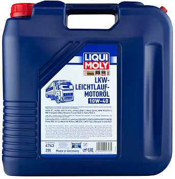 НС-синтетическое моторное масло LKW-Leichtlauf-Motoroil Basic 10W-40 20 л. артикул 4743 LIQUI MOLY