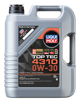 НС-синтетическое моторное масло Top Tec 4310 0W-30 5 л. артикул 2362 LIQUI MOLY