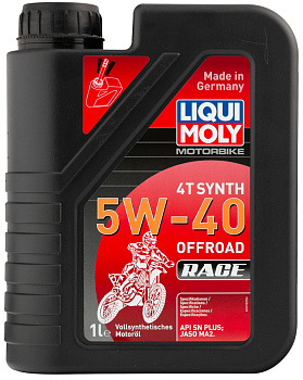 Синтетическое моторное масло для 4-тактных мотоциклов Motorbike 4T Synth Offroad Race 5W-40 1 л. артикул 3018 LIQUI MOLY
