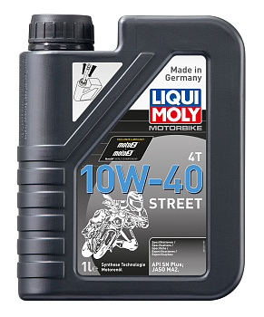 НС-синтетическое моторное масло для 4-тактных мотоциклов Motorbike 4T Street 10W-40 1 л. артикул 7609 LIQUI MOLY
