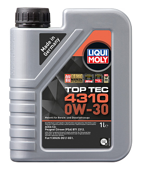 НС-синтетическое моторное масло Top Tec 4310 0W-30 1 л. артикул 2361 LIQUI MOLY